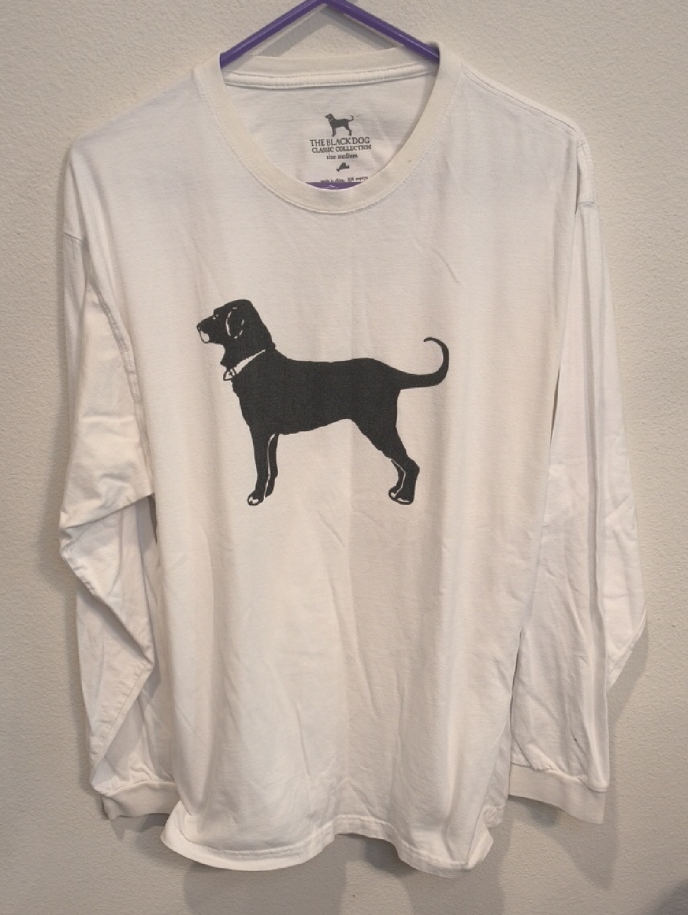 The Black Dog White Long-Sleeve Tee with Black Dog Graphic Medium